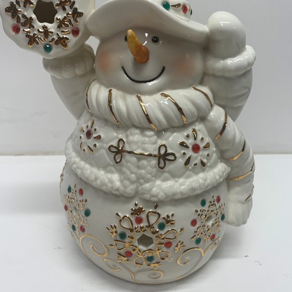 Lefton Hand Painted Ivory Santa with Gold, Red and Green - Candle Warmer - Picture 2 of 7